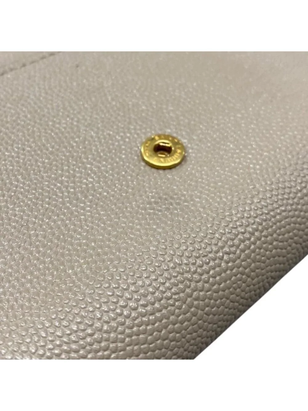 Saint Laurent Wallet Uptown Compact Leather Beige